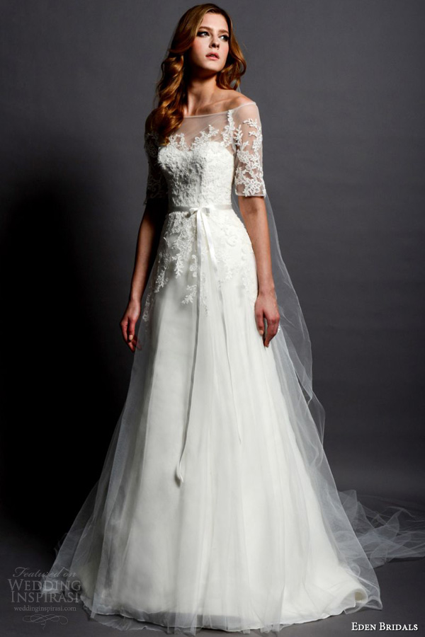 eden bridals 2013 2014 black label bl065 illusion sleeve wedding dress