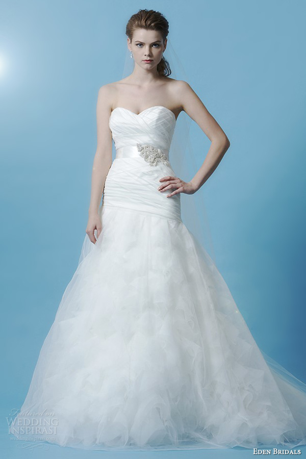 eden bridals 2013 black label bl037 strapless mermaid wedding dress tulle overlay skirt eden bridals 2013 black label bl037 strapless mermaid wedding dress tulle overlay skirt