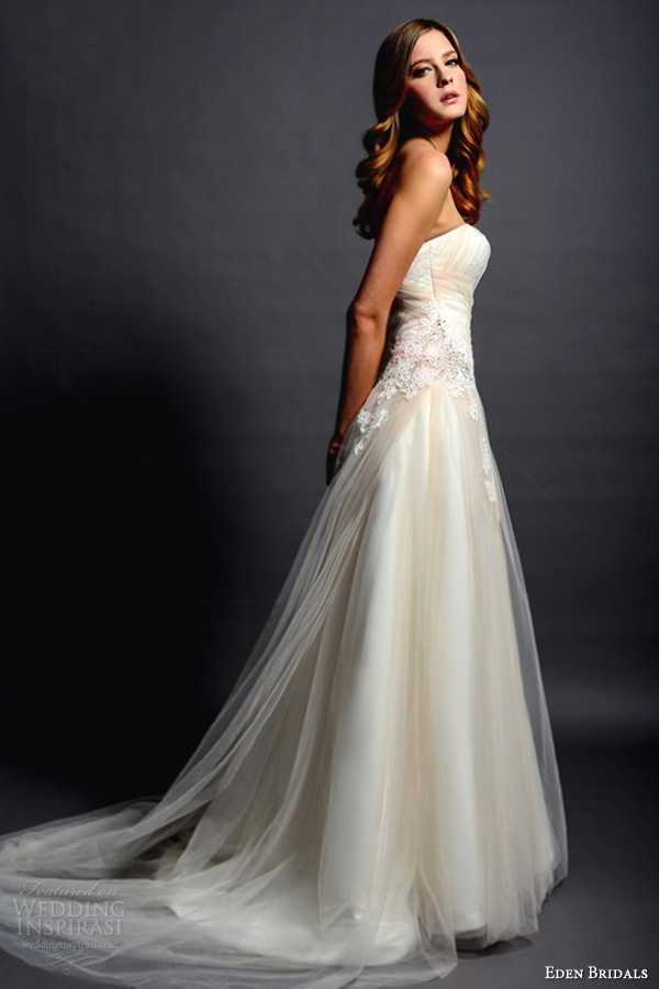 eden bridals 2013 black label bl052 strapless a line wedding dress