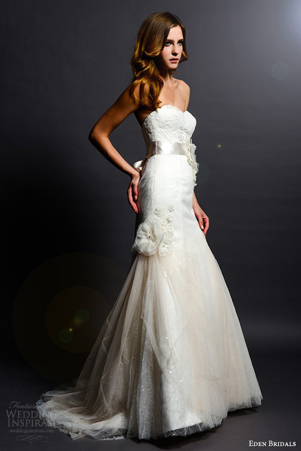 eden bridals 2013 black label bl055 strapless fit flare affordable wedding dress