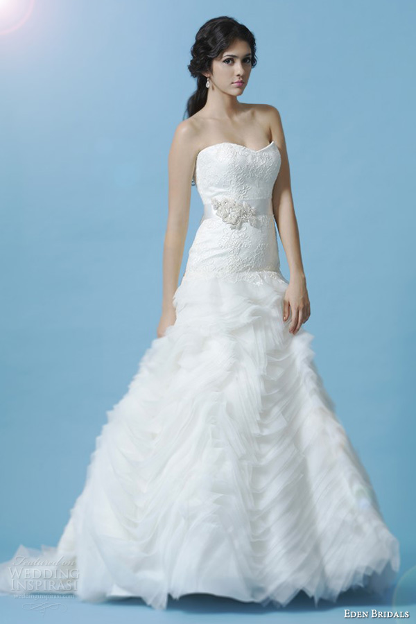 eden bridals wedding dress 2013 black label bl049 strapless a line gown