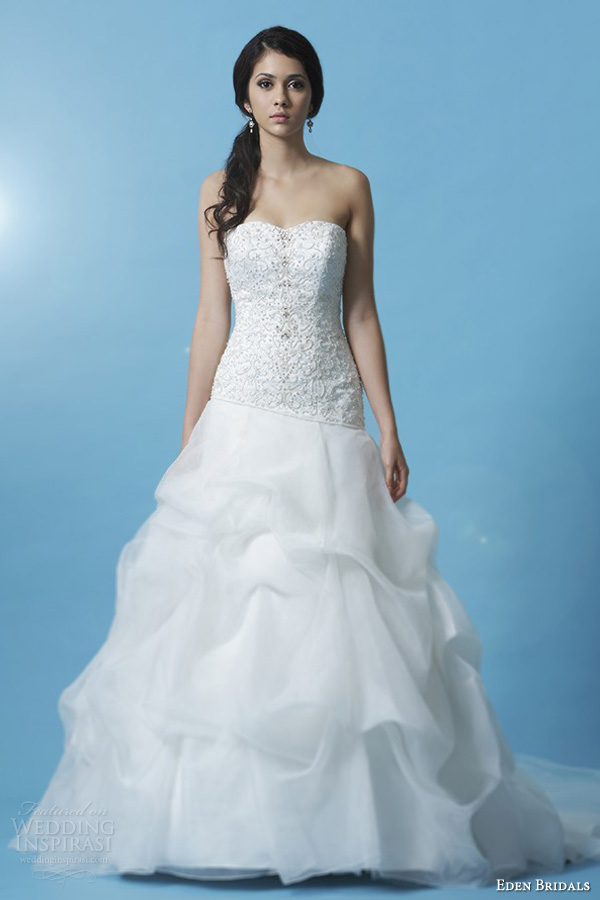 eden bridals wedding dress 2013 gold label gl031strapless pick up skirt ball gown