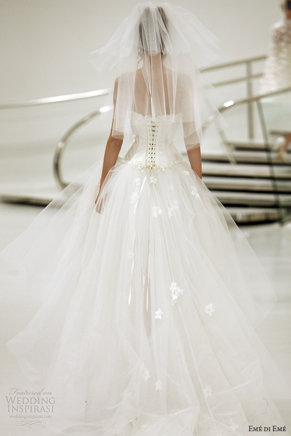 eme di eme 2014 bridal vienna short long strapless wedding dress back