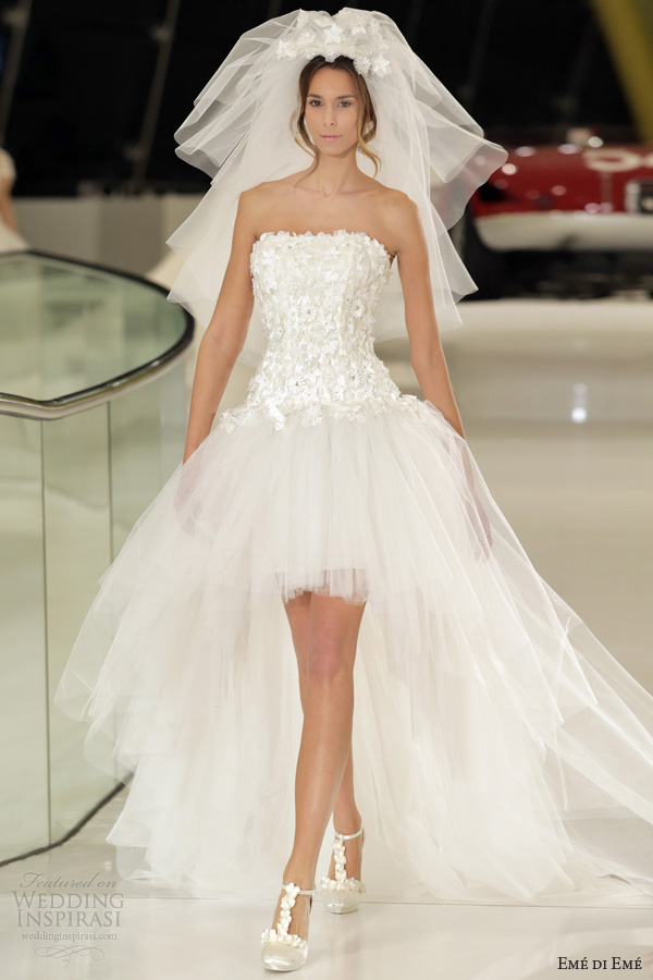 eme di eme 2014 bridal vienna short long strapless wedding dress