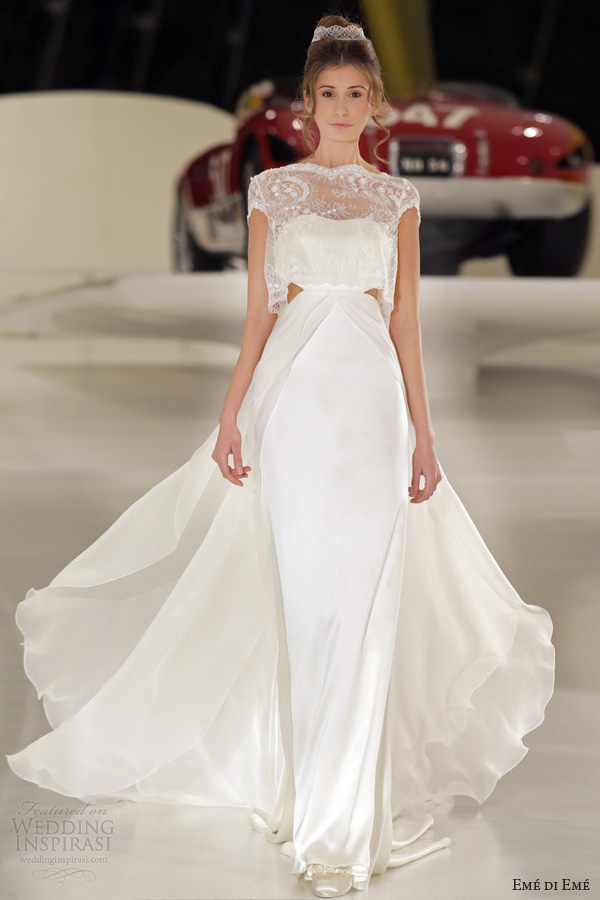 eme di eme 2014 meda wedding dress cutout cap sleeve top