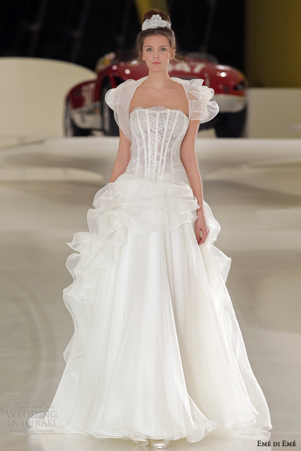 eme di eme wedding dresses 2014 bridal bruges strapless ball gown ruffle bolero