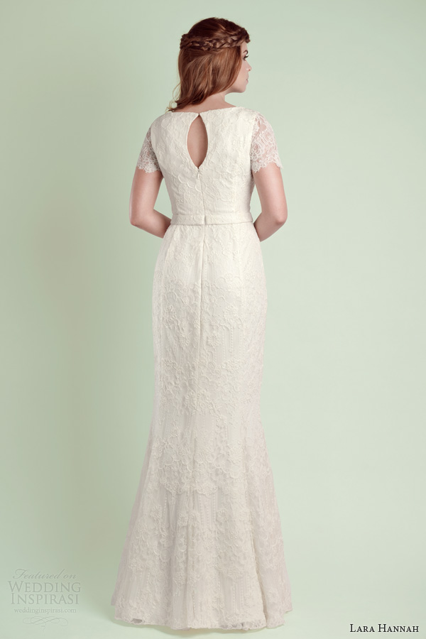 lara hannah 2014 magic wedding dress lace sleeves back view