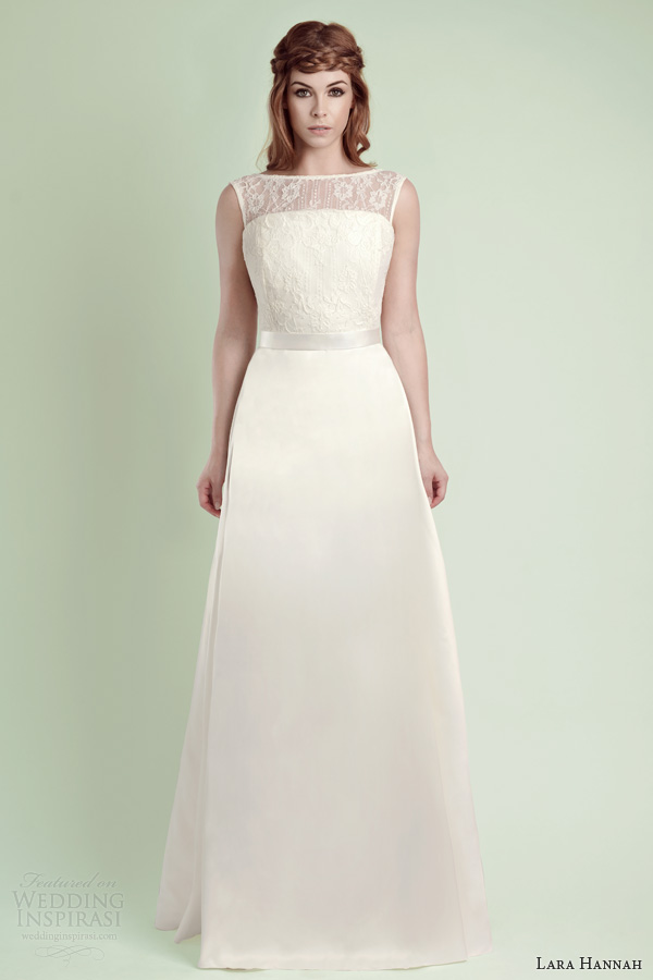 lara hannah wedding dress 2014 rain strapless bridal gown illusion neckline sleeveless