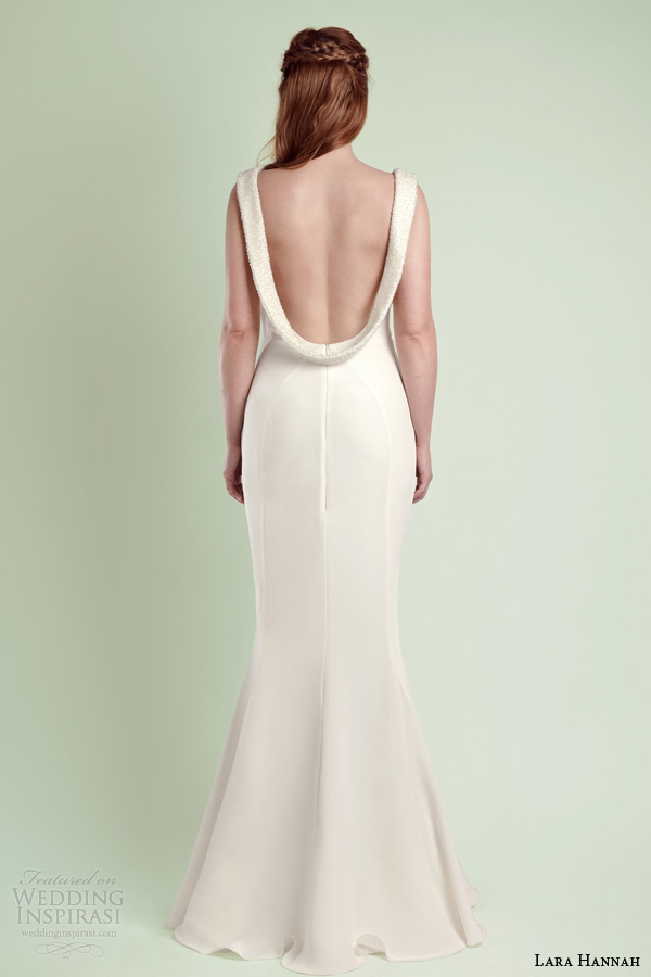 lara hannah wedding dresses 2014 constellation sleeveless gown open cowl back