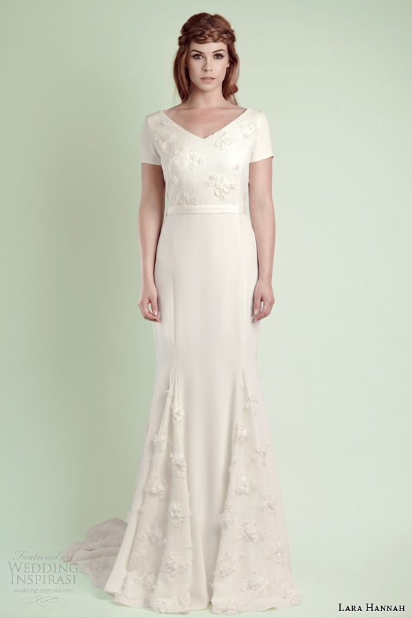 lara hannah wedding dresses 2014 infinity gown sleeves godet skirt front lara hannah wedding dresses 2014 infinity gown sleeves godet skirt front