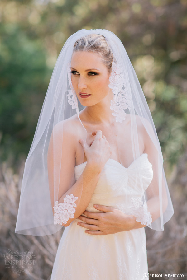 marisol aparicio bridal accessories alencon applique veil elbow length