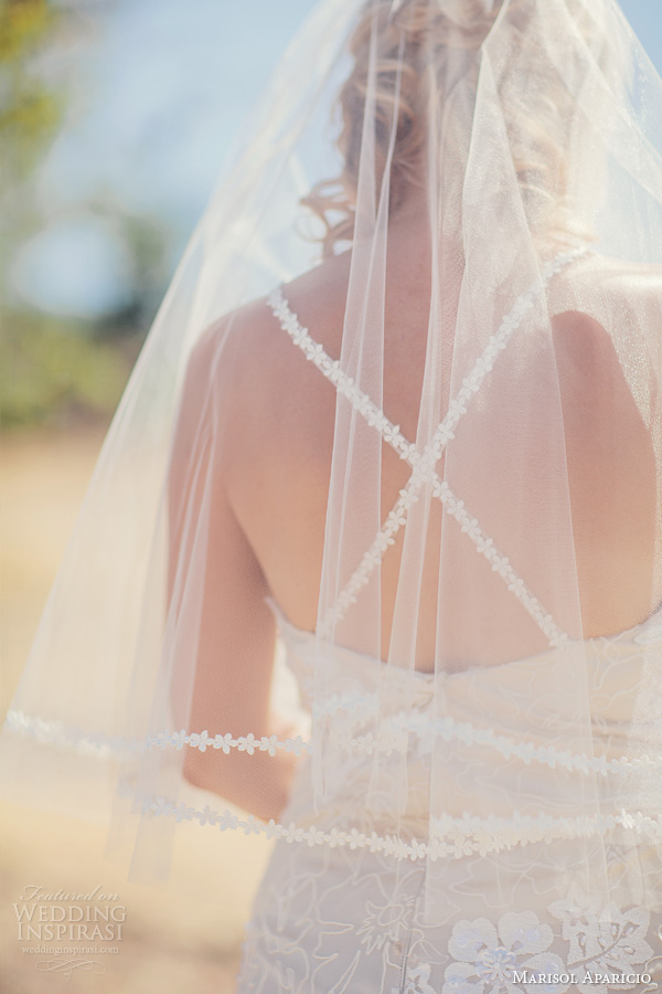 marisol aparicio sienna wedding dress cross back matching veil