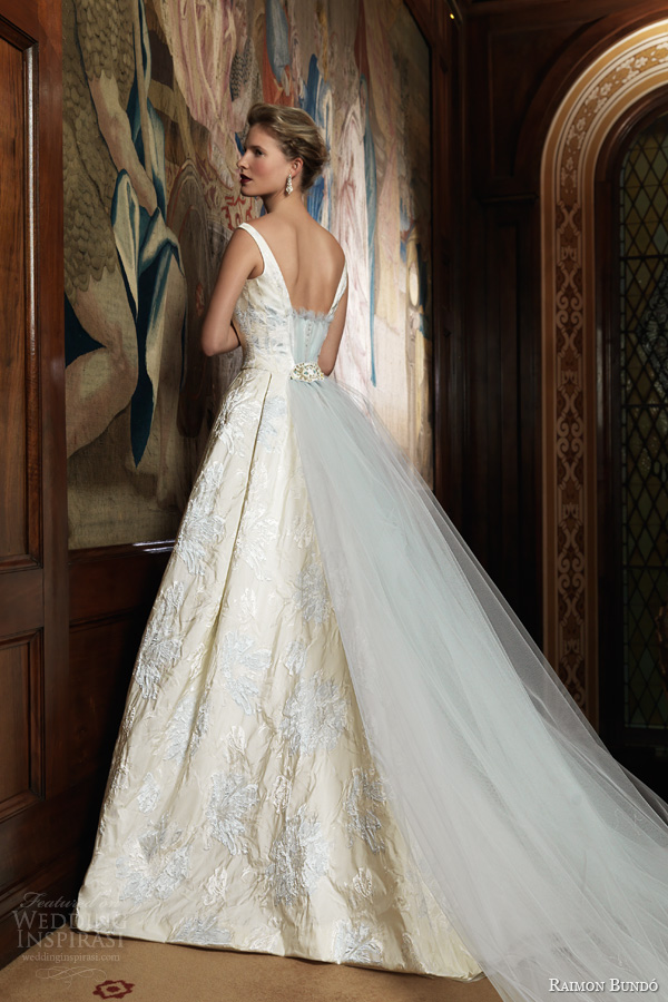 raimon bundo 2014 bridal ivo sleeveless ball gown pale blue embroidery back train