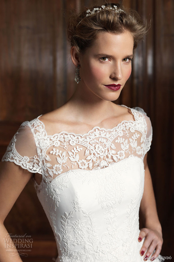 raimon bundo 2014 infanta wedding dress illusion neckline