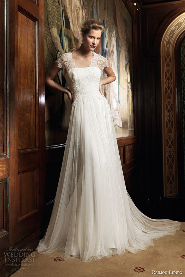 raimon bundo wedding dresses 2014 bridal ingrid gown lace cap sleeves