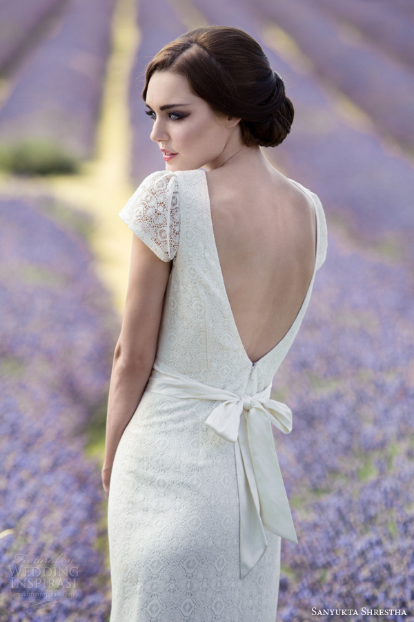 sanyukta shrestha 2014 ruston short sleeve wedding dress v back open sanyukta shrestha 2014 ruston short sleeve wedding dress v back open
