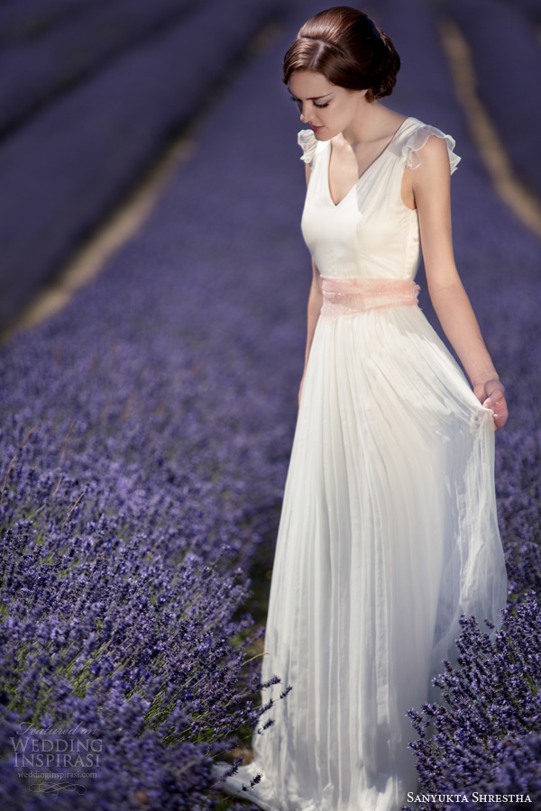 sanyukta shrestha eco wedding dresses 2014 kathleen flutter sleeve gown pink sash sanyukta shrestha eco wedding dresses 2014 kathleen flutter sleeve gown pink sash