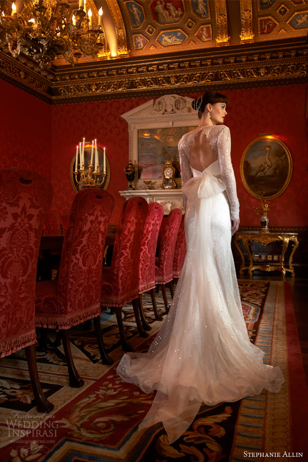stephanie allin 2014 lucy long sleeve wedding dress back train bow stephanie allin 2014 lucy long sleeve wedding dress back train bow
