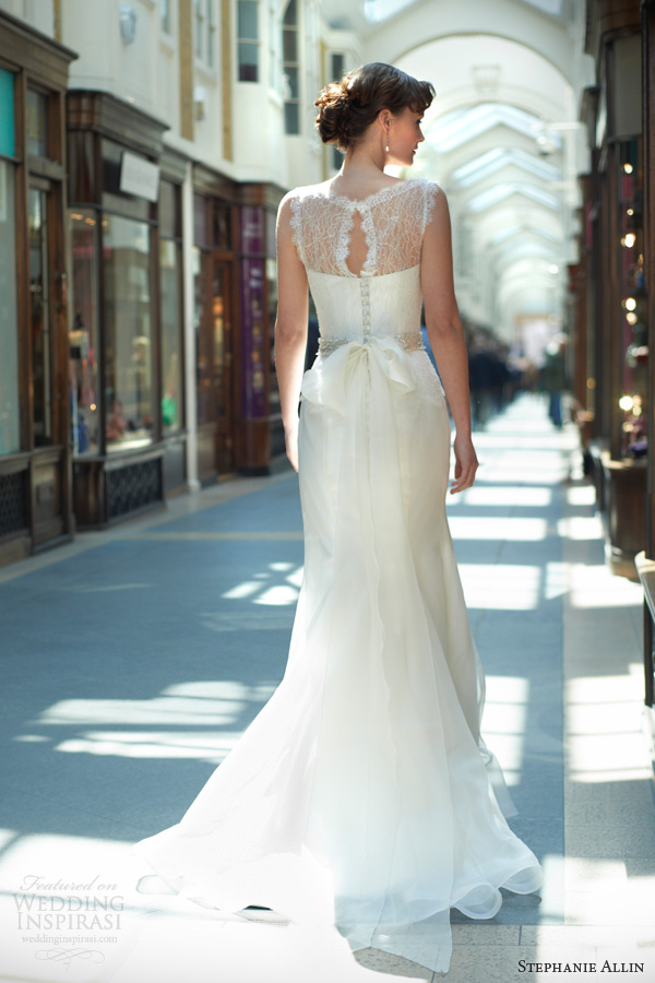 stephanie allin 2014 melanie sleeveless wedding dress illusion neckline back train stephanie allin 2014 melanie sleeveless wedding dress illusion neckline back train
