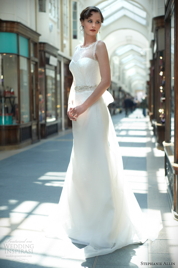 stephanie allin 2014 melanie sleeveless wedding dress illusion neckline