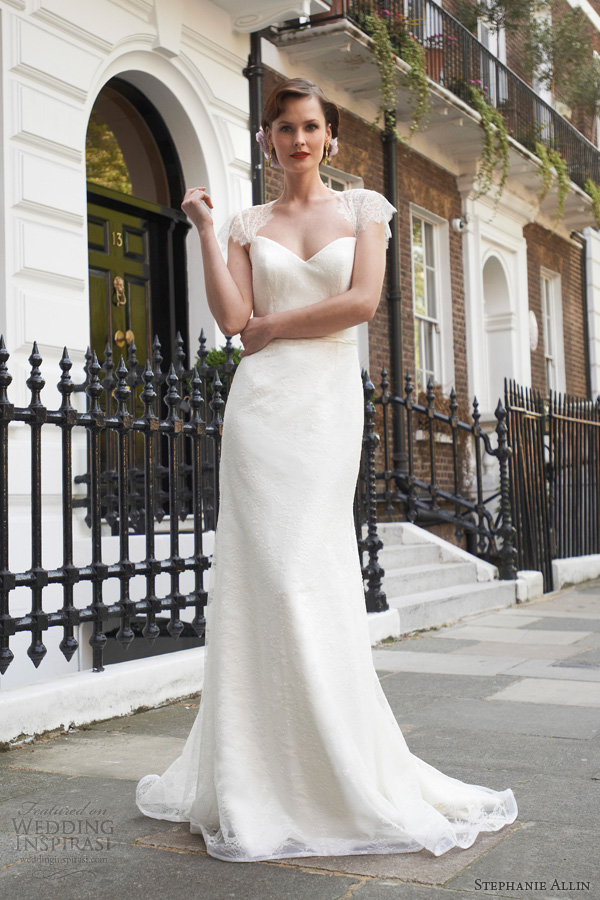 stephanie allin wedding dresses 2014 freya scallop lace cap sleeve sheath gown front stephanie allin wedding dresses 2014 freya scallop lace cap sleeve sheath gown front