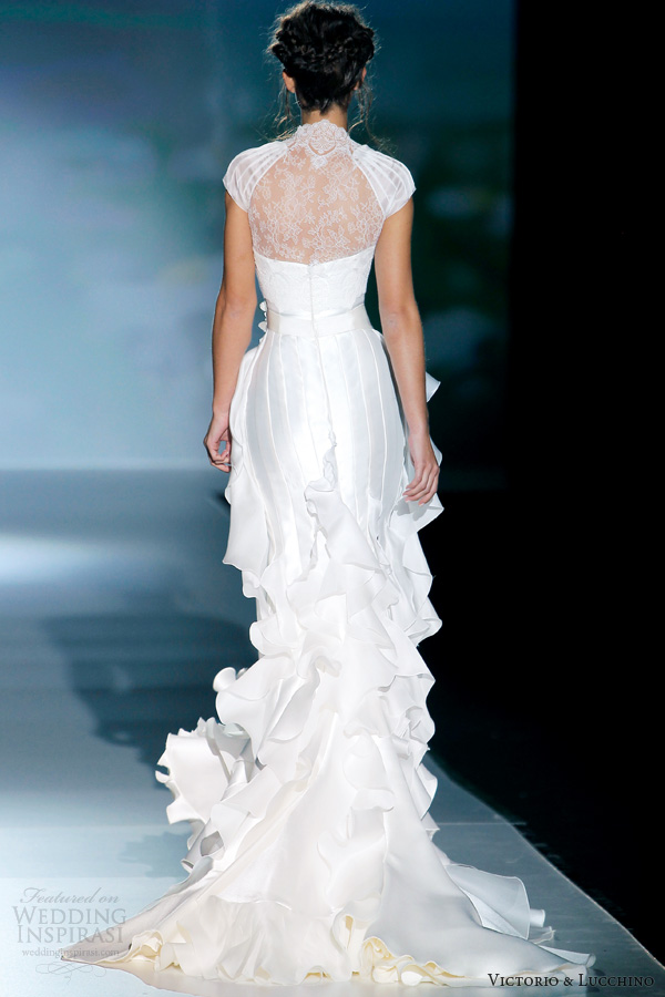 victorio y lucchino 2014 bridal praga mermaid wedding dress sleeves back train