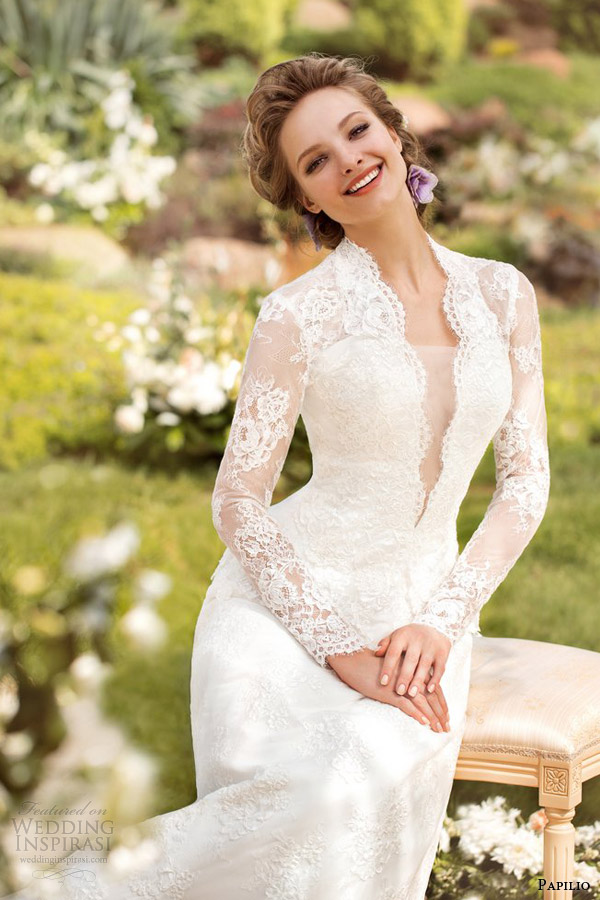 2014 papilio long sleeve wedding dress adelina close up