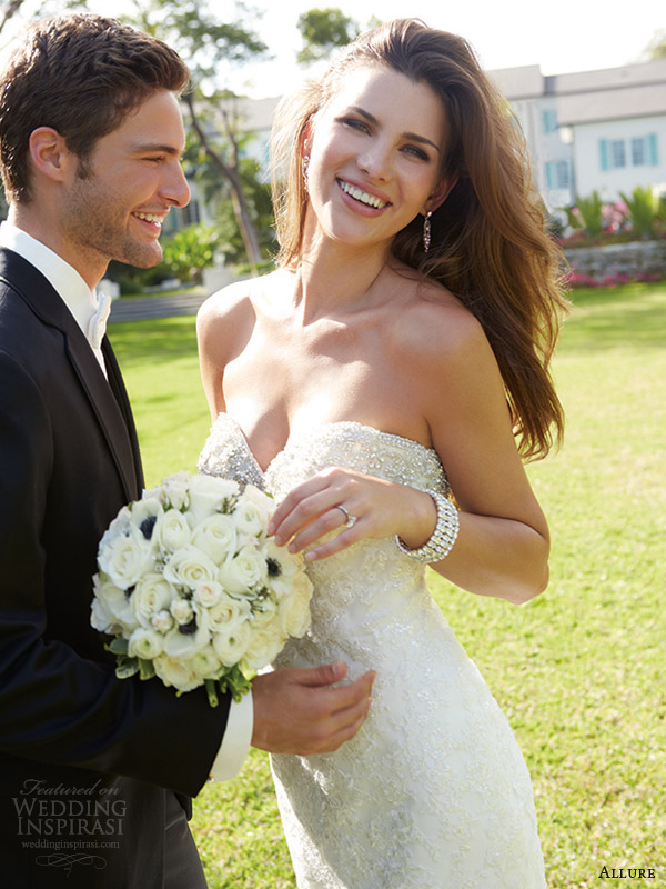 allure wedding dresses bridal fall 2013 strapless mermaid swarovski crystal neckline style 2667