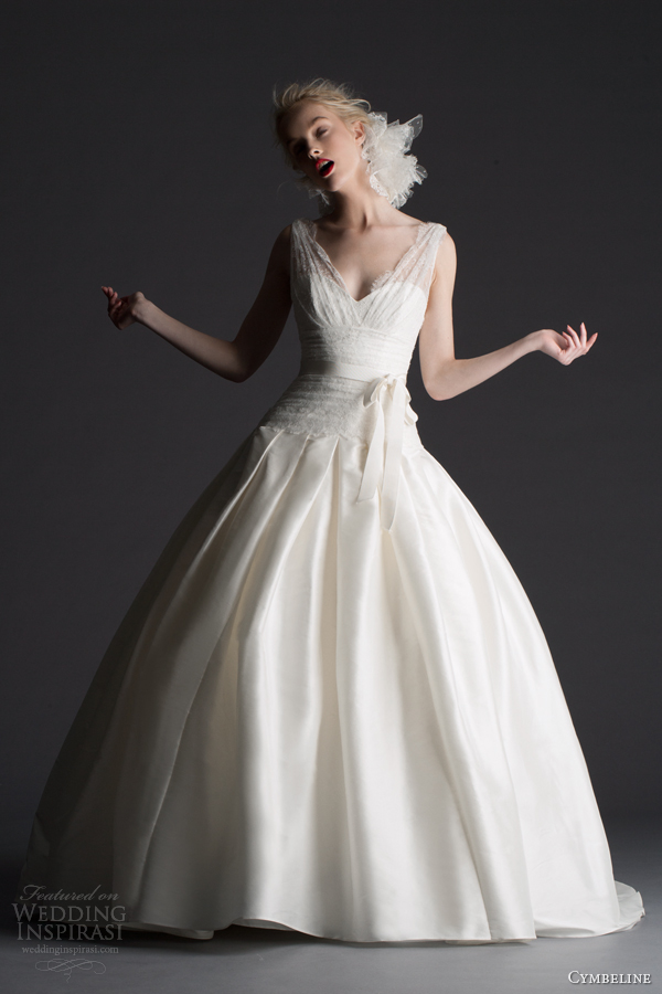cymbeline paris weddnig dresses 2014 hirina ball gown lace straps