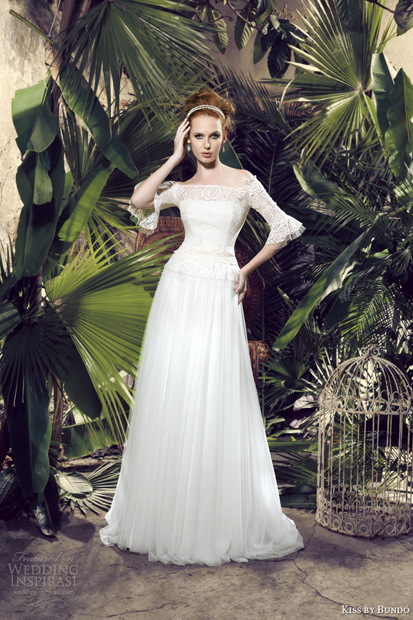 kiss by bundo 2014 kuka off shoulder wedding dress with sleeves