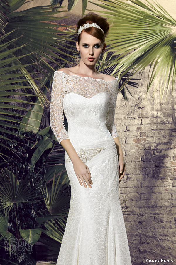 kiss by raimon bundo 2014 kamila sleeve wedding dress off shoulder lace bodice