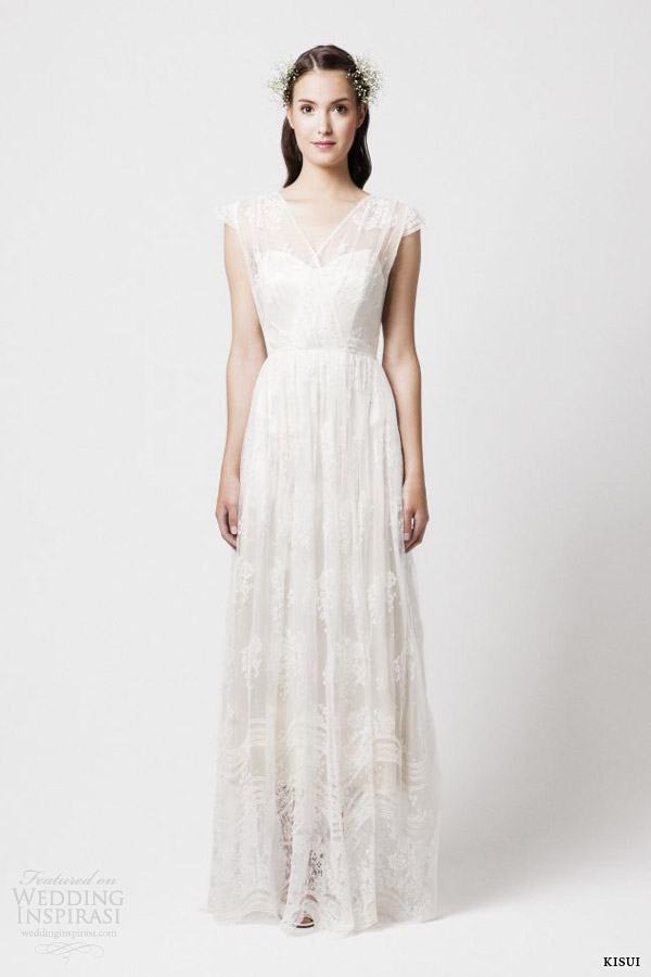 kisui 2014 colette cap sleeve lace wedding dress