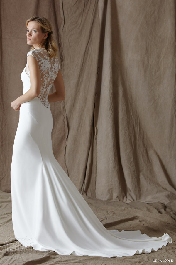 lela rose bridal spring 2014 the point cap sleeve wedding dress illusion back