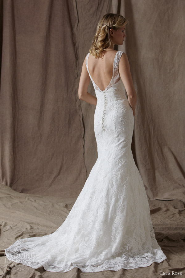 lela rose spring 2014 bridal the estate sleeveless lace wedding dress open back train