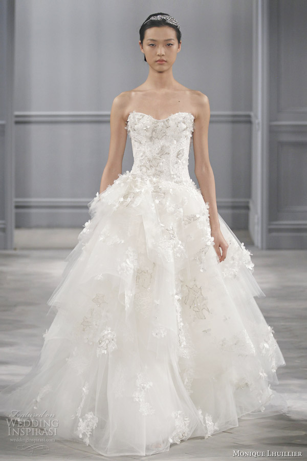 monique lhuillier 2014 bridal bijou strapless wedding dress