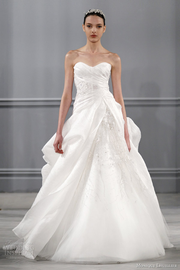 monique lhuillier bridal spring 2014 wedding dresses charade strapless ball gown