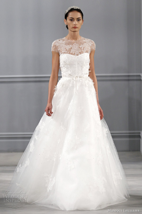 monique lhuillier illusion cap sleeve wedding dress spring 2014 bridal monique lhuillier illusion cap sleeve wedding dress spring 2014 bridal