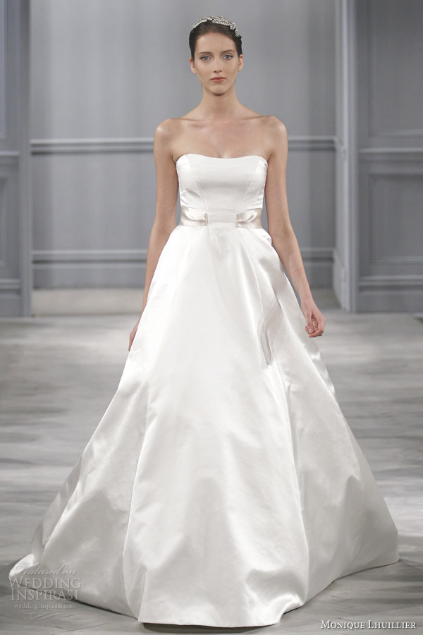 monique lhuillier spring 2014 bridal satine strapless wedding dress