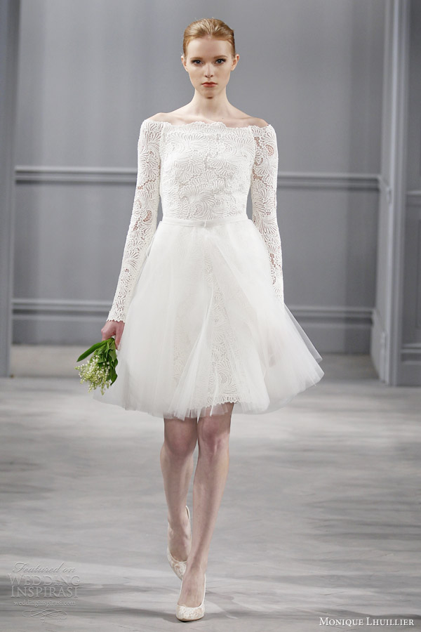 monique lhuillier spring 2014 short wedding dress long sleeves joilie monique lhuillier spring 2014 short wedding dress long sleeves joilie