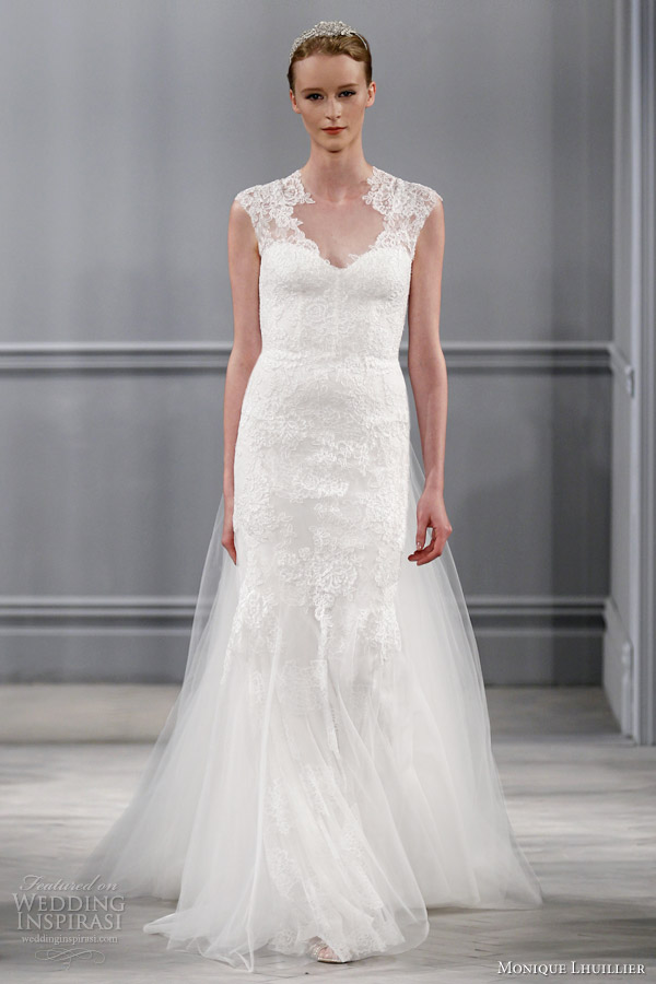 monique lhuillier spring summer 2014 bridal harper cap sleeve lace wedding dress