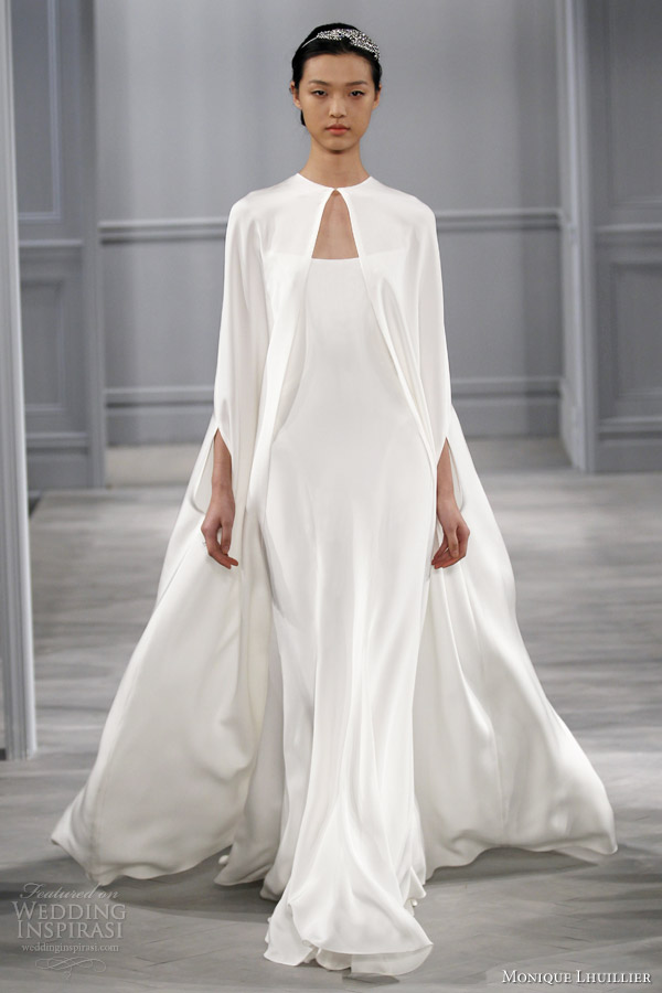 monique lhuillier wedding dress spring summer 2014 tatiana gown cape