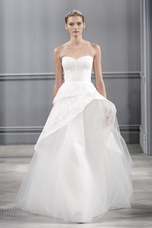 monique lhuillier wedding dresses spring summer 2014 azure strapless ball gown