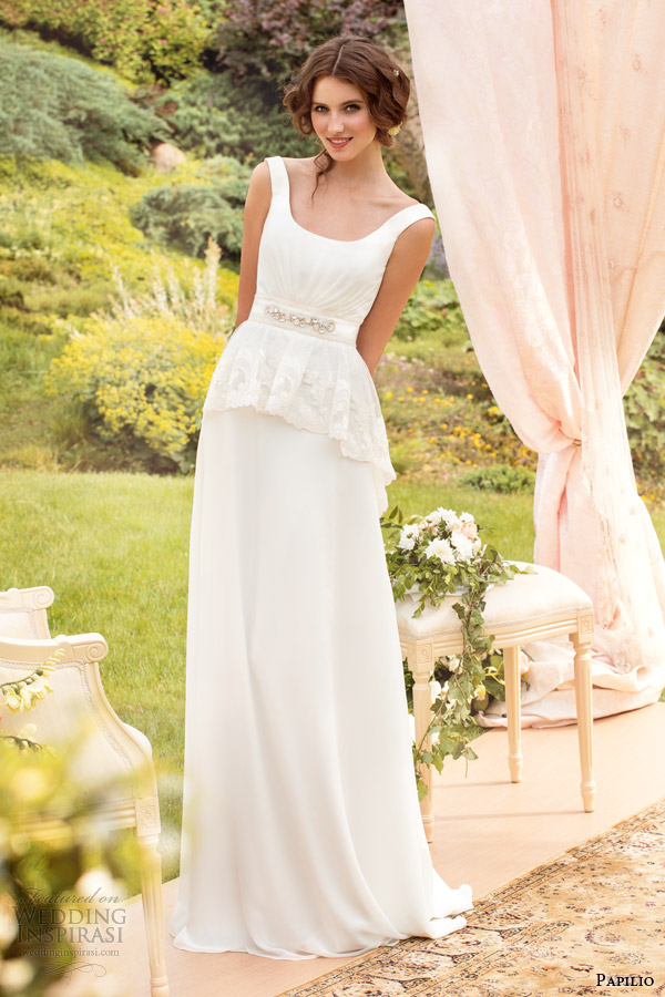 papilio 2014 tina wedding dress peplum straps