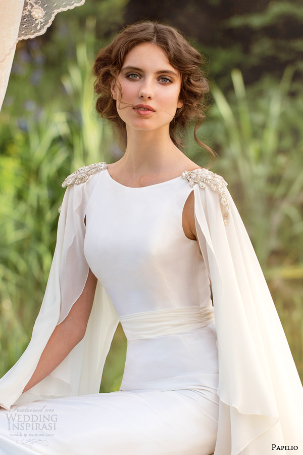 papilio bridal 2014 wedding dress fiorenza cape close up