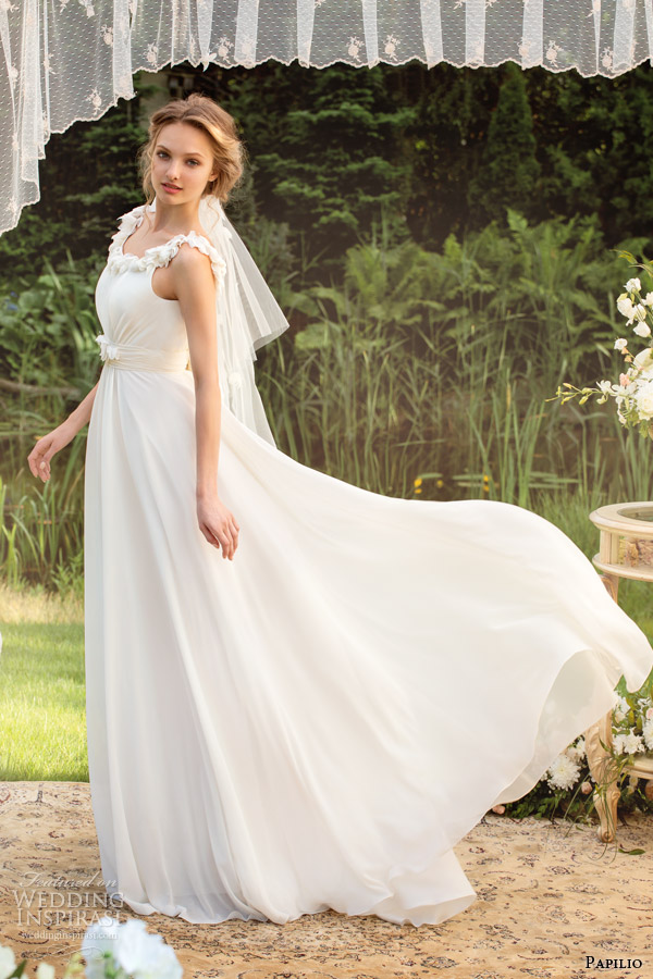 papilio bridal 2014 wedding dress style 0819 floral straps