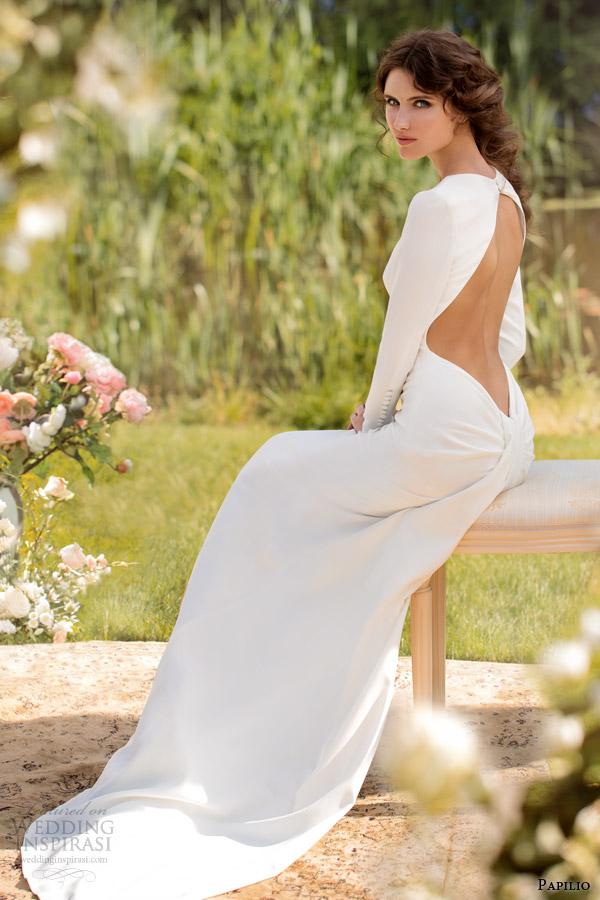 papilio wedding dresses 2014 donatella open back long sleeve gown