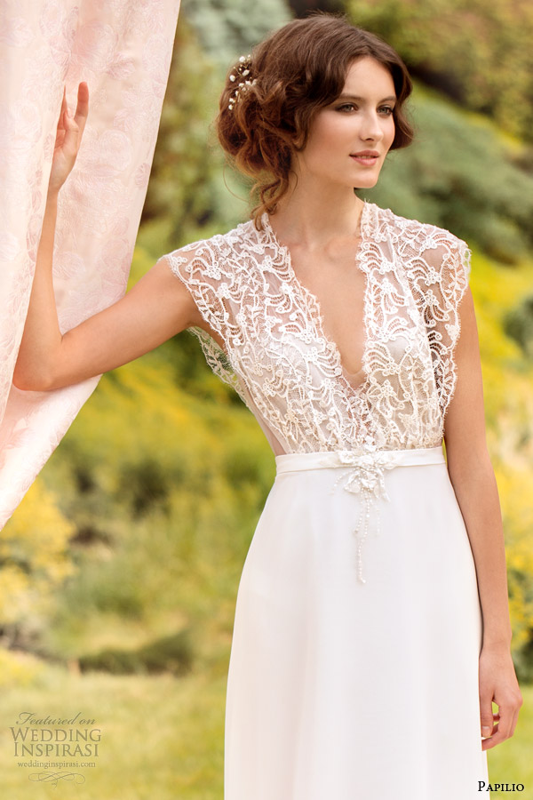 papilio wedding dresses 2014 eleonora gown v neck lace bodice