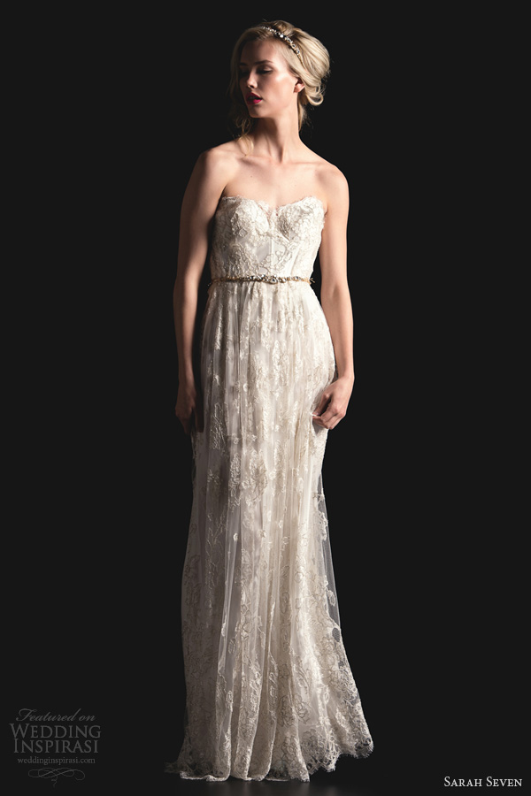 sarah seven bridal 2014 blythe strapless wedding dress lace