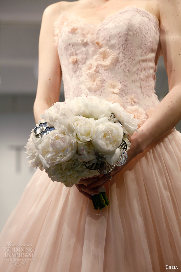theia bridal 2014 strapless pink wedding dress style 890088 bodice