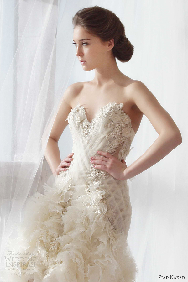 ziad nakad 2013 2014 wedding dress strapless color close up bodice ziad nakad 2013 2014 wedding dress strapless color close up bodice